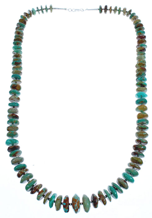 Southwestern Turquoise Wheel Bead Sterling Silver Necklace BX119550